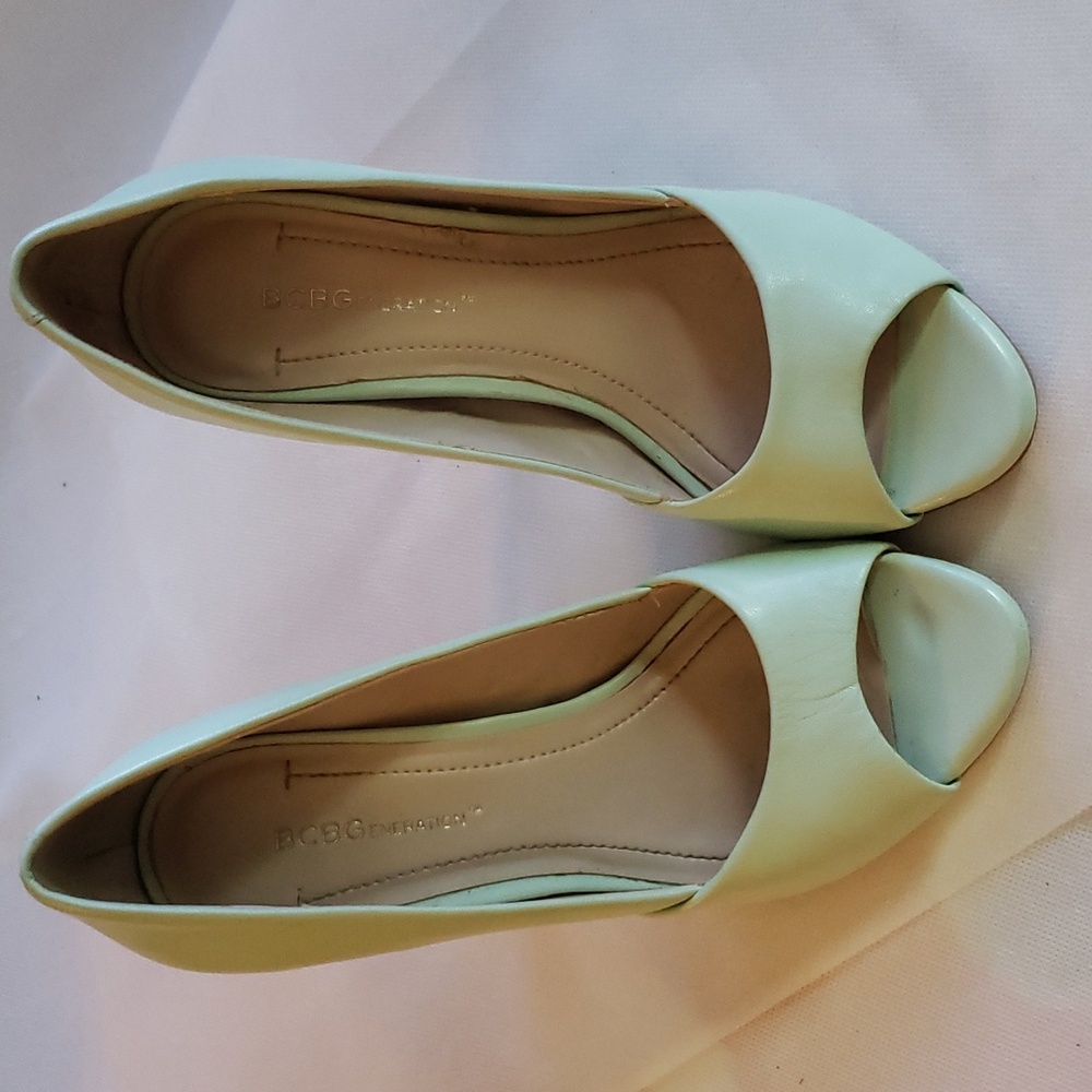 BCBG Generation Mint Green Peep Toe Pumps